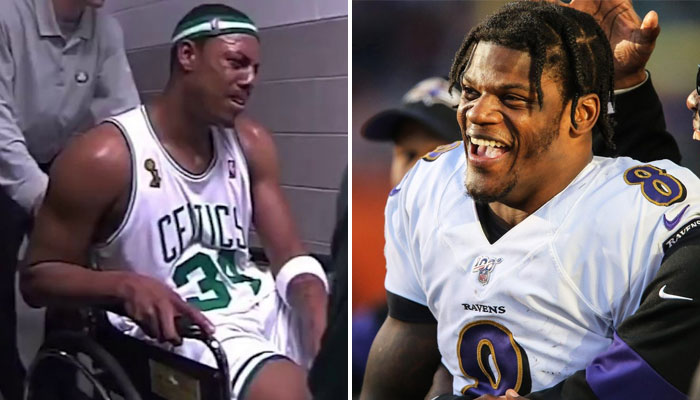 Lamar Jackson a fait une Paul Pierce lors du match NFL entre les Ravens et les Browns NBA