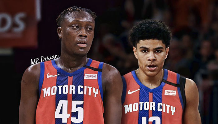 Les jeunes espoirs français Sekou Doumbouya et Killian Hayes sous le maillot de la franchise NBA des Detroit Pistons