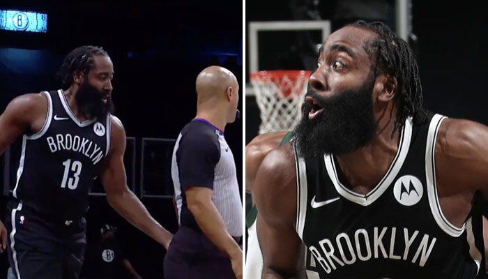 La superstar NBA des Brooklyn Nets, James Harden, tape le postérieur d’un arbitre lors d’une rencontre face aux Milwaukee Bucks