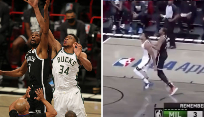 Kevin Durant envoie Giannis au sol volontairement ! NBA