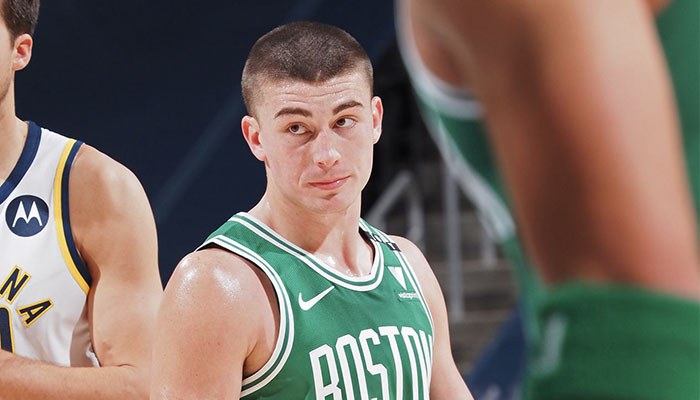 Le rookie des Boston Celtics, Payton Pritchard, ici lors d’un match NBA face aux Indiana Pacers, démontre tout son talent pour ses premières sorties dans la ligue