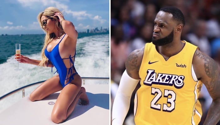 La model Instagram Juliana Carlos, ici sur un yacht, s'est récemment accrochée avec la star NBA des Los Angeles Lakers, LeBron James