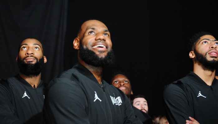 Les stars NBA Andre Drummond, LeBron James et Anthony Davis lors du All-Star Game 2018