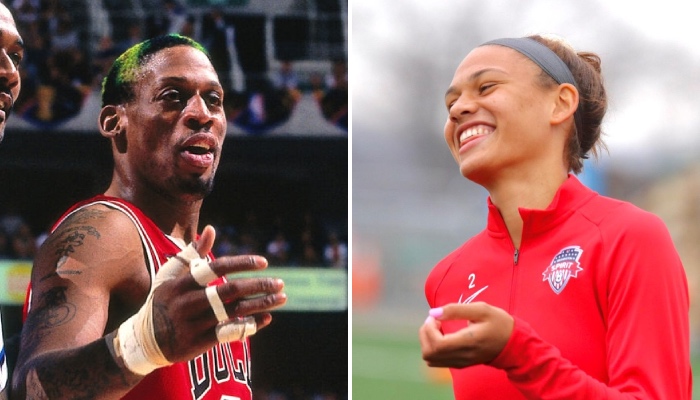 La légende NBA des Chicago Bulls, Dennis Rodman, a fait l'objet d'un tacle appuyé de sa fille, Trinity, qui a réussi ses débuts de footballeuse professionnelle sous les couleurs du Washington Spirit