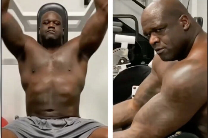 Shaquille O'Neal en séance muscu