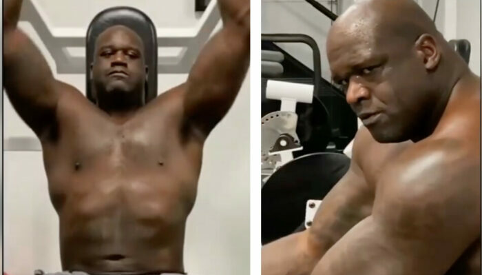 Shaquille O'Neal en séance muscu