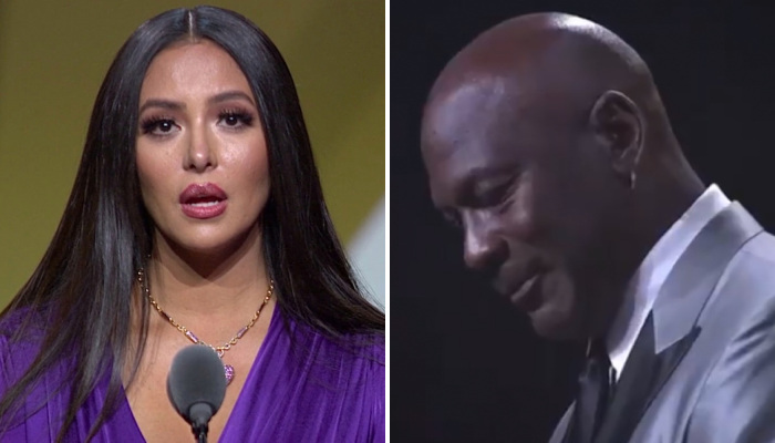 NBA MJ en larme lors du discours de Vanessa Bryant