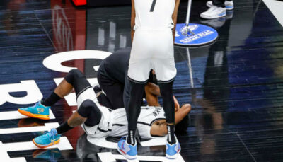 NBA – Sortie sur blessure pour Kyrie Irving, victime d’un très vilain coup !