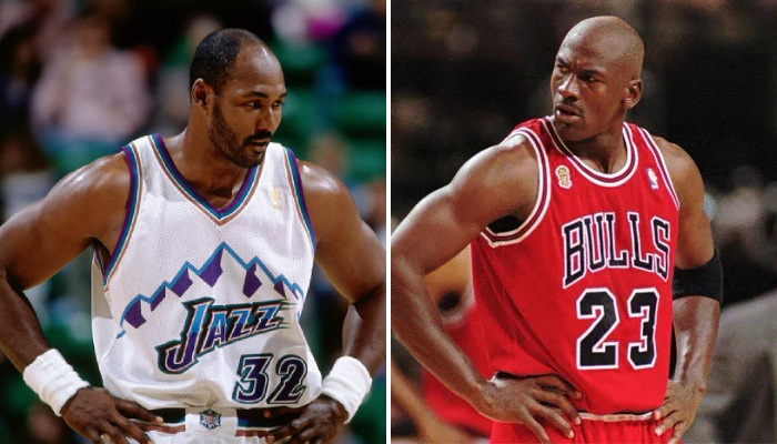 NBA Karl Malone tacle MJ