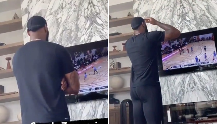 LeBron était fond devant sa télé pour soutenir Bronny