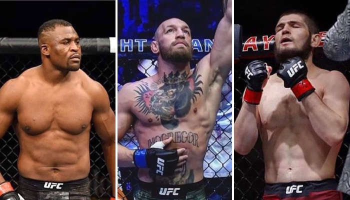Les superstars UFC Francis Ngannou, Conor McGregor et Khabib Nurmagomedov
