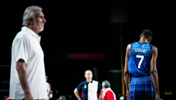 Gregg Popovich et Kevin Durant de Team USA