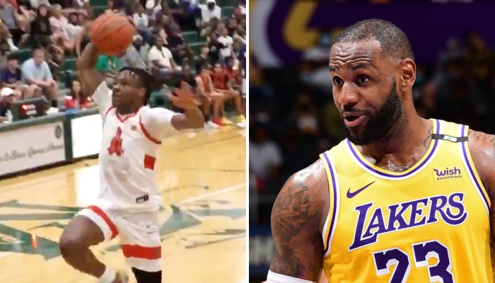 Bronny James, le fils de la superstar NBA des Los Angeles Lakers, LeBron James, a claqué un dunk similaire à celui inscrit par son père 20 ans plus tôt... sur le même parquet