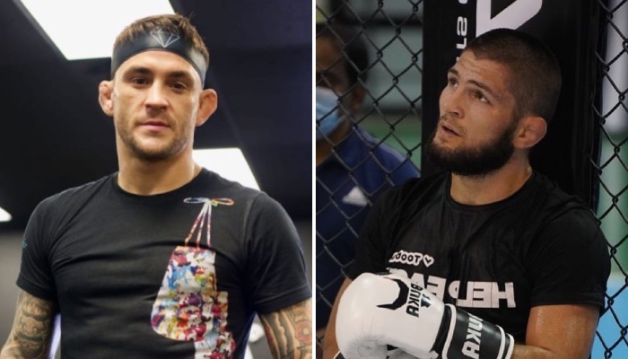 Les combattant UFC Dustin Poirier (gauche) et Khabib Nurmagomedov (droite)