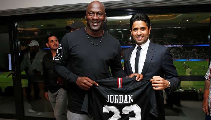 Michael Jordan avec le président du PSG Nasser Al Khalafi