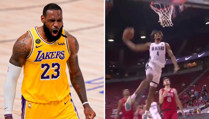 Bluffé, LeBron réagit à l’énorme dunk du rookie de Portland ! NBA