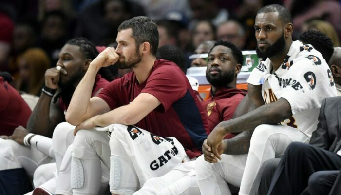 Kevin Love, LeBron James et Dwyane Wade