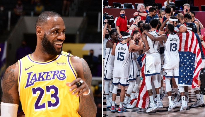 La star NBA des Los Angeles Lakers, LeBron James, a effectué une blague suite à l'hommage rendu par les joueurs de Team USA à son égard
