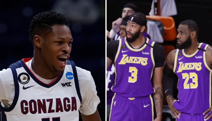 La jeune arrière français des Los Angeles Lakers, Joel Ayayi, ici sous les couleurs de Gonzaga, a effectué un gros sacrifice pour rejoindre Anthony Davis et LeBron James dans la franchise