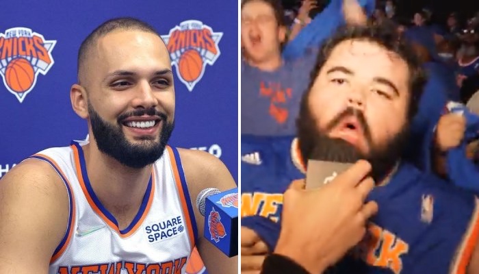 Evan Fournier surpris par la vidéo des fans des Knicks