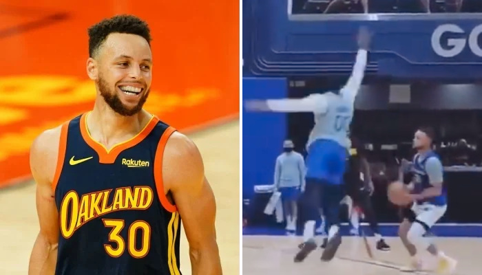 NBA Steph Curry s'amuse à l'entraînement