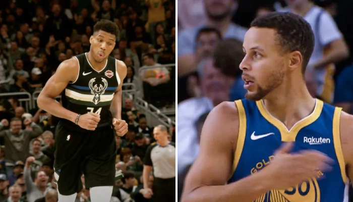 Les superstars NBA Giannis Antetokounmpo (gauche) et Stephen Curry (droite)