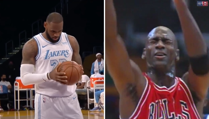 LeBrin James tried to shoot a free throw with his eyes closed like Michael Jordan