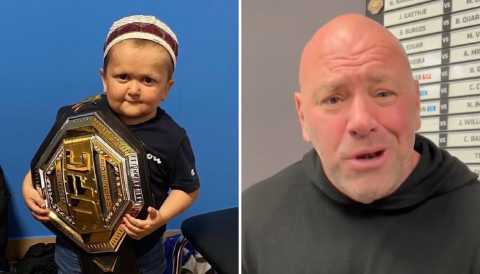 Le phénomène des réseaux sociaux, Hasbulla Magomedov (gauche) et le grand patron de l'UFC, Dana White (droite)