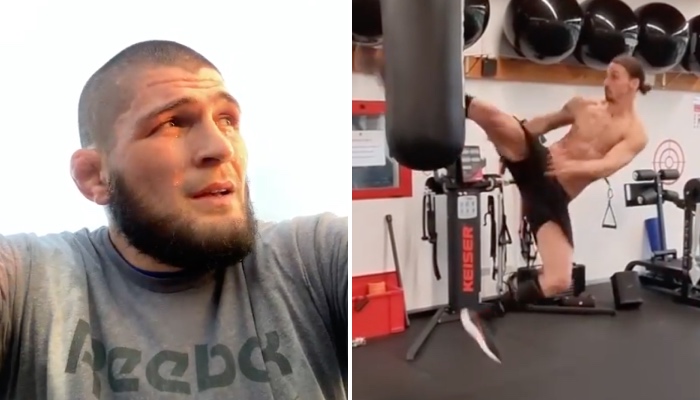 La star UFC Khabib Nurmagomedov a réagi à la folle vidéo de l'attaquant de l'AC Milan, Zlatan Ibrahimovic, envoyant des high-kicks impressionnants à la salle