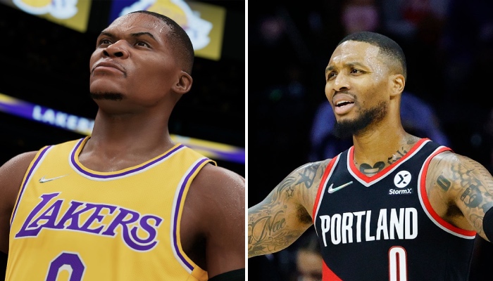 La superstar NBA des Portland Trail Blazers, Damian Lillard, a subi une grosse baisse statistique lors de la première mise à jour des notes de NBA 2K22, symbolisé ici par l'avatar de Russell Westbrook