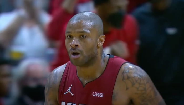 L'intérieur NBA du Miami Heat, P.J. Tucker, lors d'une rencontre face aux Milwaukee Bucks