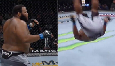UFC 268 – Un colosse de 120kg tape un énorme Wheel Kick… et sort une dinguerie !