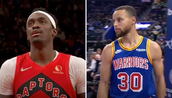 Stephen Curry et Pascal Siakam des Raptors et des Warriors