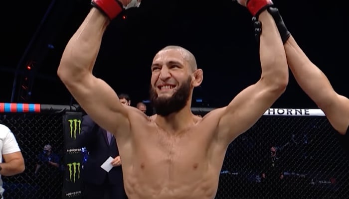 Khamzat Chimaev après une victoire à l'UFC