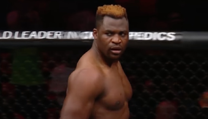 Francis Ngannou énervé dans l'octogone