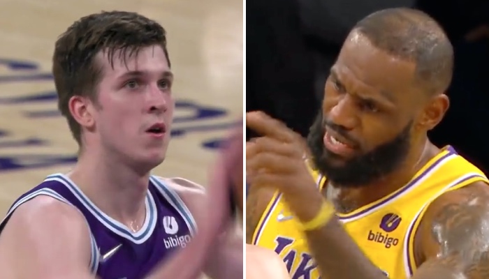 Les stars NBA des Los Angeles Lakers, Austin Reaves (gauche) et LeBron James (droite)