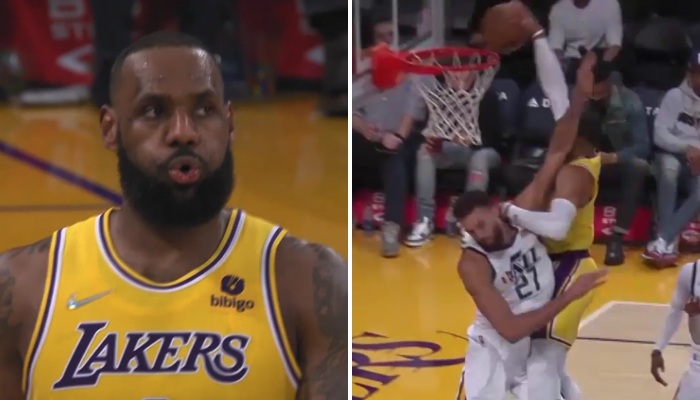 La superstar NBA des Los Angeles Lakers, LeBron James, a réagi au dunk monstrueux de son coéquipier Russell Westbrook sur la tête du pivot français du Utah Jazz, Rudy Gobert