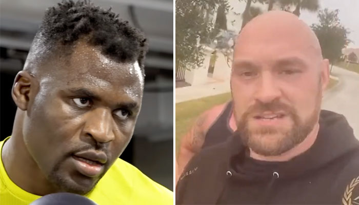 Les combattants stars Francis Ngannou (gauche) et Tyson Fury (droite)