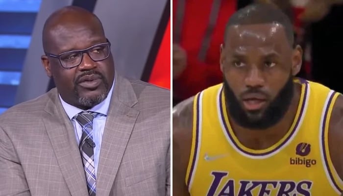 NBA legends Shaquille O'Neal (left) and LeBron James (right)