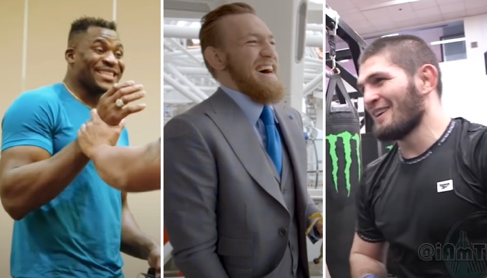 Francis Ngannou, Conor McGregor, Khabib Nurmagomedov avec le sourire