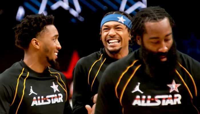 Les stars NBA Donovan Mitchell, Bradley Beal et James Harden à l'occasion du All-Star Game 2021