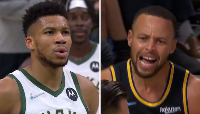 Les superstars NBA Giannis Antetokounmpo et Stephen Curry