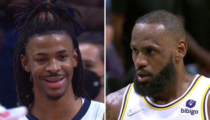 Le meneur star NBA des Memphis Grizzlies, Ja Morant (gauche), et le leader des Los Angeles Lakers, LeBron James (droite)