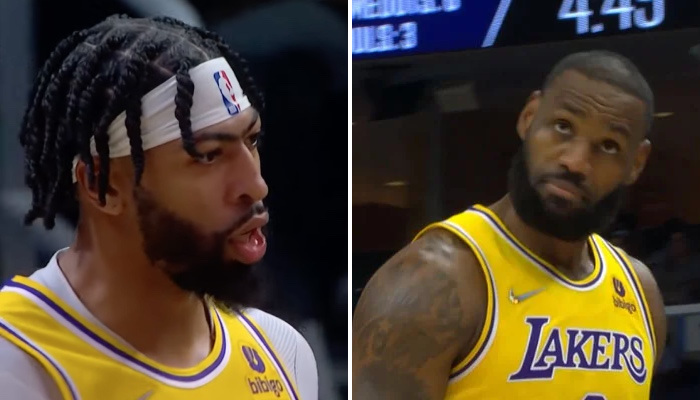 Les stars NBA des Los Angeles Lakers, Anthony Davis (gauche) et LeBron James (droite)