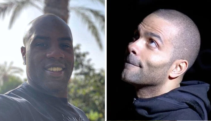 Le judoka français Teddy Riner (gauche) et la légende NBA tricolore Tony Parker (droite)