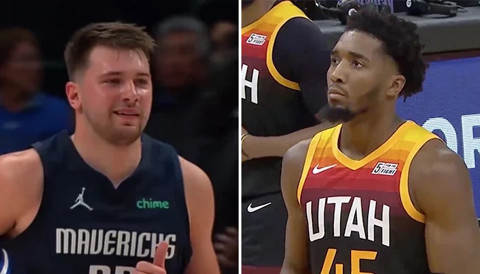 Luka Doncic des Mavericks et Donovan Mitchell du Jazz