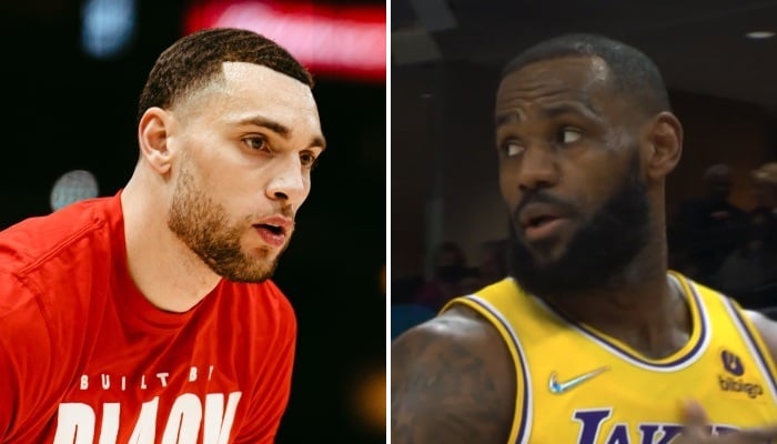 Les stars NBA Zach LaVine (gauche) et LeBron James (droite)