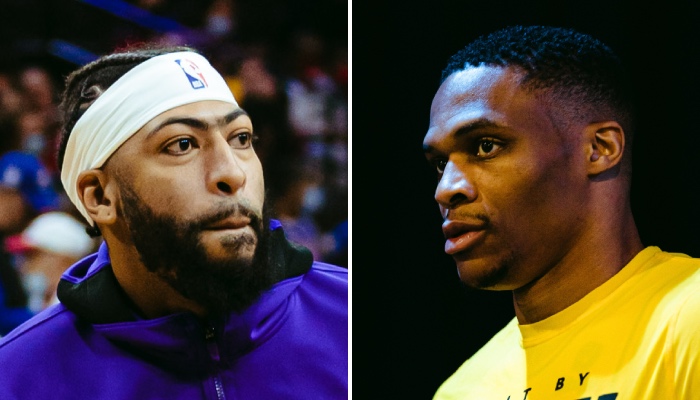 La superstar NBA des Los Angeles Lakers, Anthony Davis (gauche), et celle des Los Angeles Clippers, Russell Westbrook (droite)