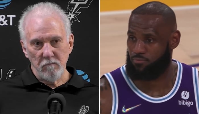 Le mythique coach NBA des San Antonio Spurs, Gregg Popovich (gauche), et la star des Los Angeles Lakers, LeBron James (droite)