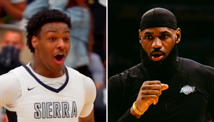 Bronny James (gauche), le fils de la superstar NBA des Los Angeles Lakers, LeBron James (droite)